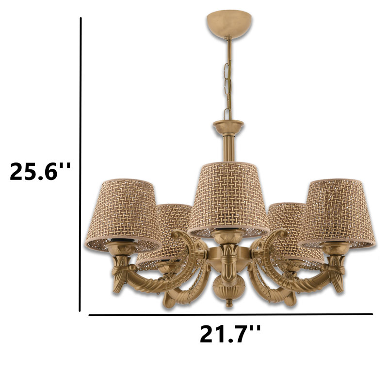 Lustre classique / traditionnel 5 lumières, Brun, Doré