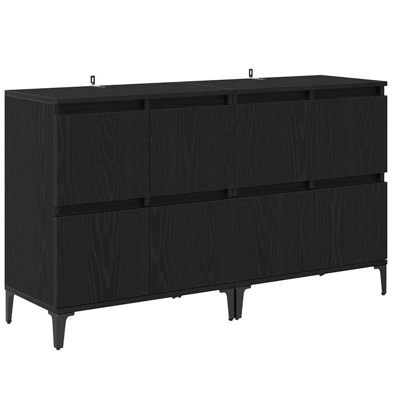  Sideboards 2 Pcs Artisan Oak 60 X 35 X 70 Cm Engineered Wood, Black Oak