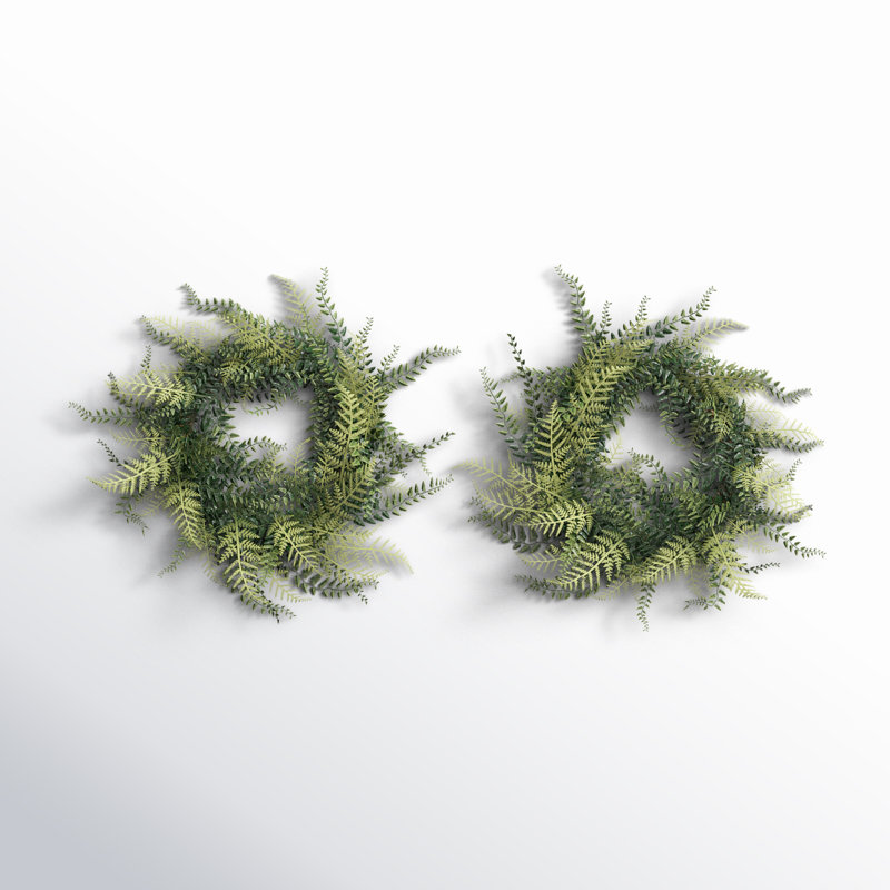 Couronne de fougère et d'herbe artificielle, H 18 po x l 18 po x P 4 po