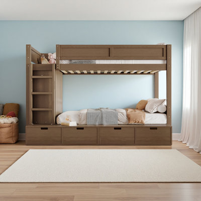 Lit superposé simple au-dessus de simple avec 4 tiroirs de rangement