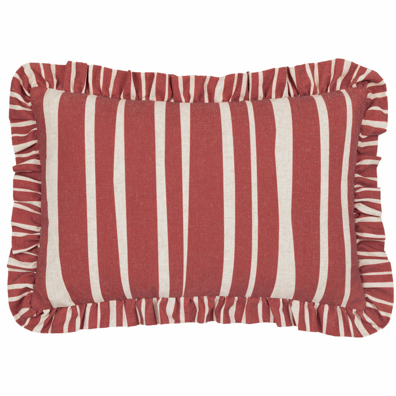 Carmon Stripe Striped Rectangular Cushion, Red