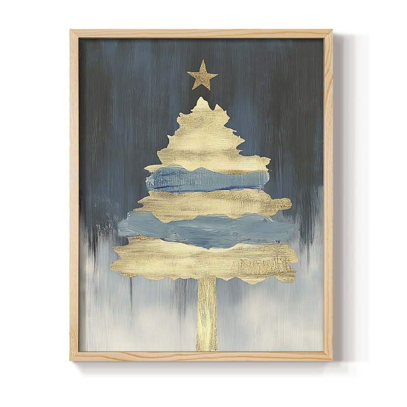 «Christmas Holiday», reproduction d'art encadrée CXC - bois massif, Naturel, 11" H x 9" W