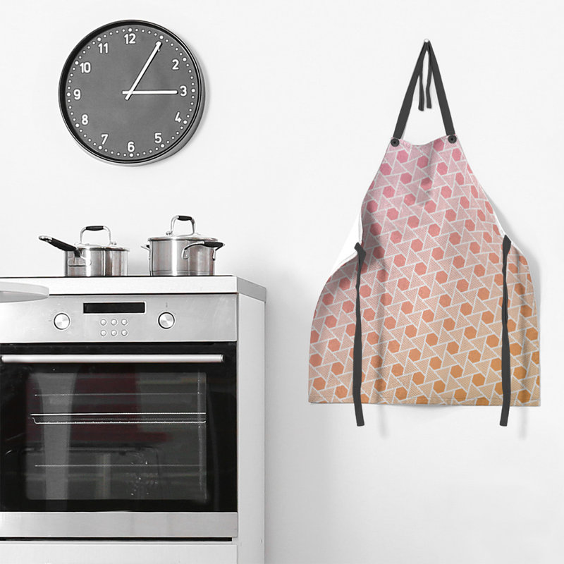 Tablier en hexagones et triangles Rainbow, Rose / orange