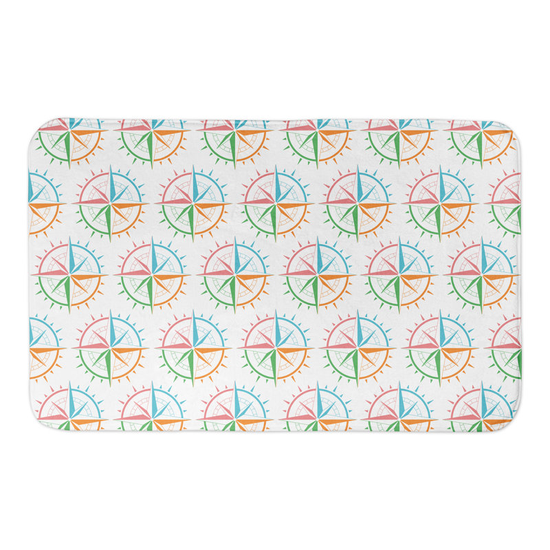 Tapis de bain à motif coloré compass