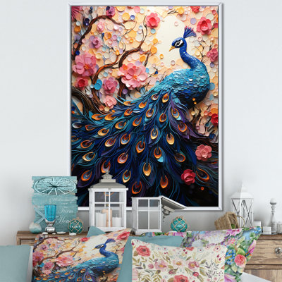 «Flower Colors Of The Peacock III» - art mural encadré paon