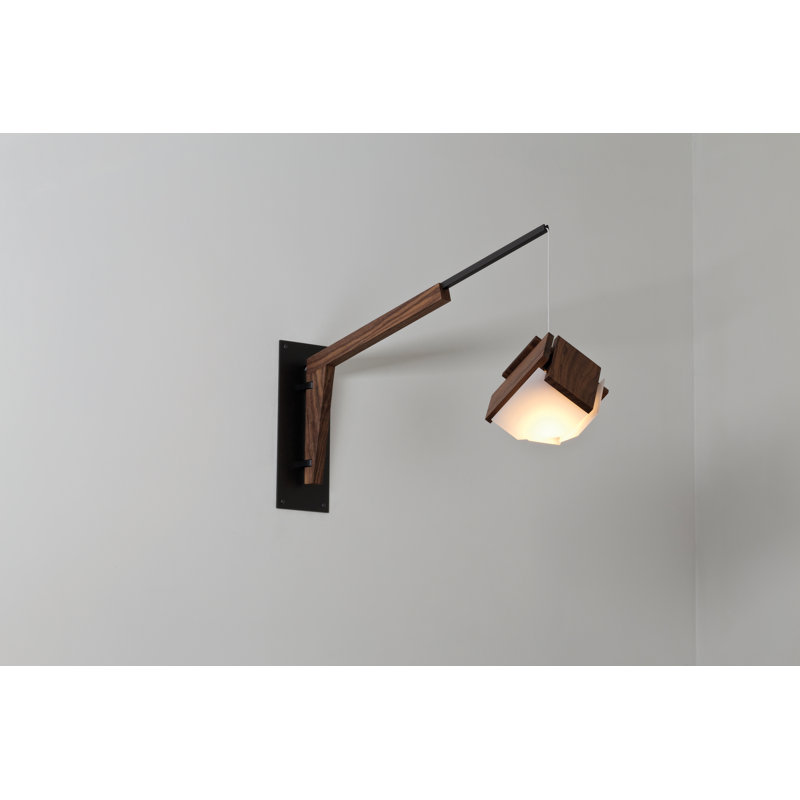 Motus Lamp Base or Clamp, Textured Black Powder Coat/Walnut