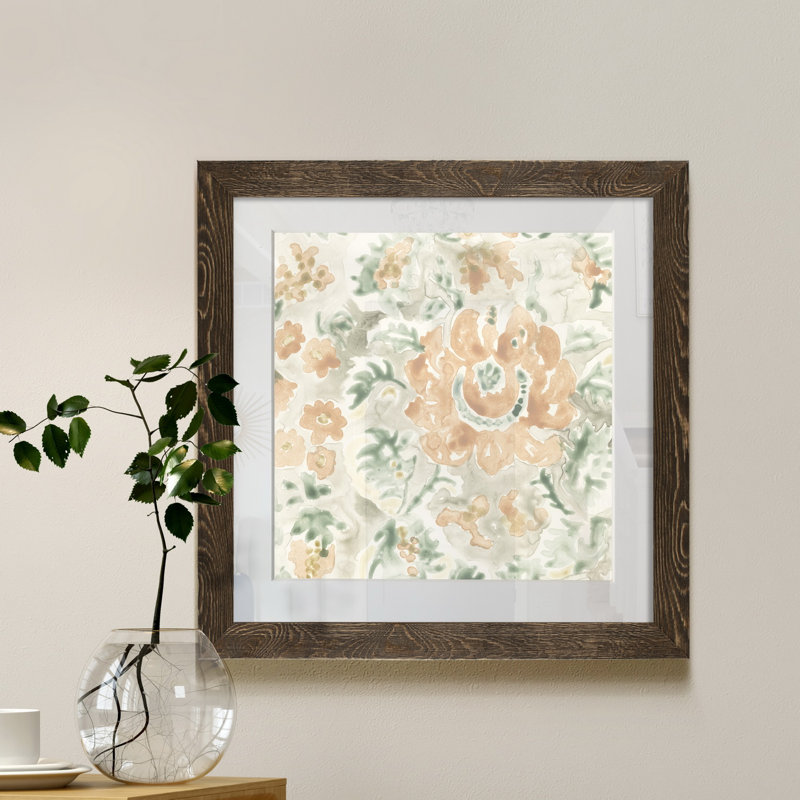 Tuile de jardin terre cuite, H 35,5 po x l 35,5 po x P 1,5 po, Papier, cadre noyer