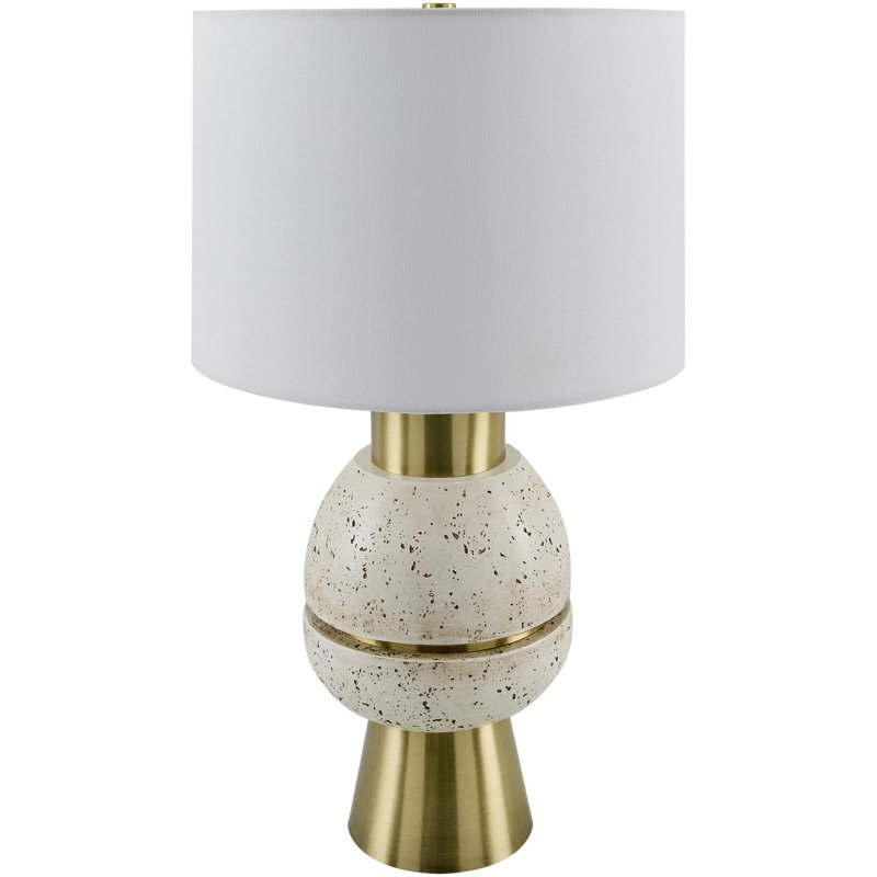 Kelemen Table Lamp, White/Gold