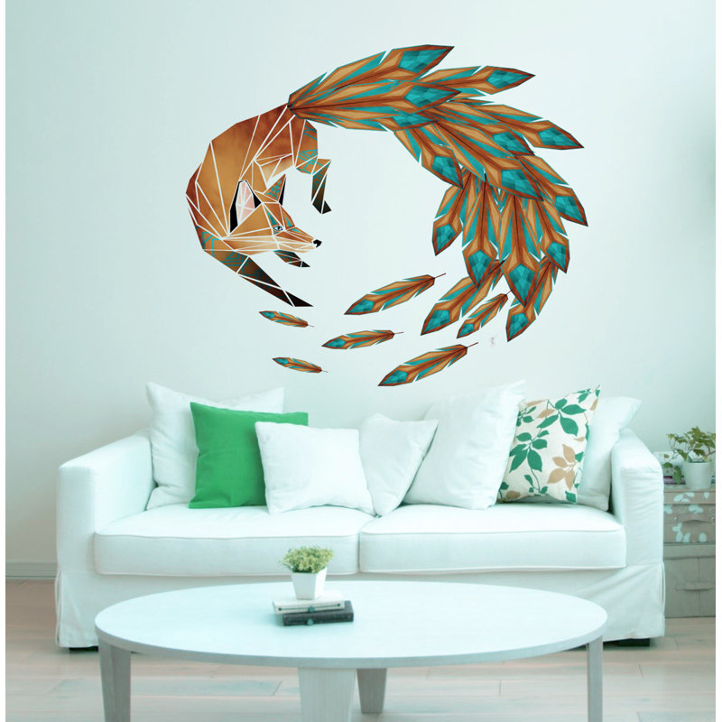 Décalcomanie murale renard polygonal, H 46 po x l 46 po