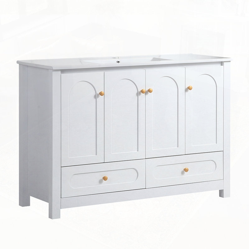 Ensemble de meuble-lavabo avec lavabo en céramique, Blanc