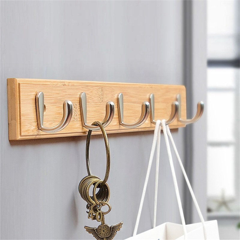 Wall Hook Coat Rack, Brown/Silver
