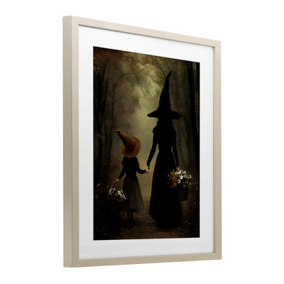 «Witch & Daughter Mystical Forest», reproduction encadrée sous verre, design par Arlington Prints