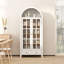 Armoire en bois arquée Kalaen de 71 po avec verre trempé et tablettes réglables (blanc rétro)-674234806