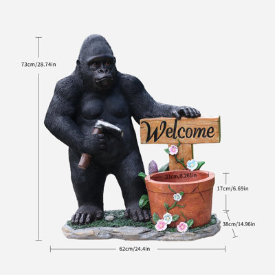 Unique Statues Planter Gorilla Statue - Gorilla Flower Pot Kingkong Garden Sculptures Animal Landscaping Ornament for Lawn Balcony Yard Garden Patio Decor 28.7 Inch