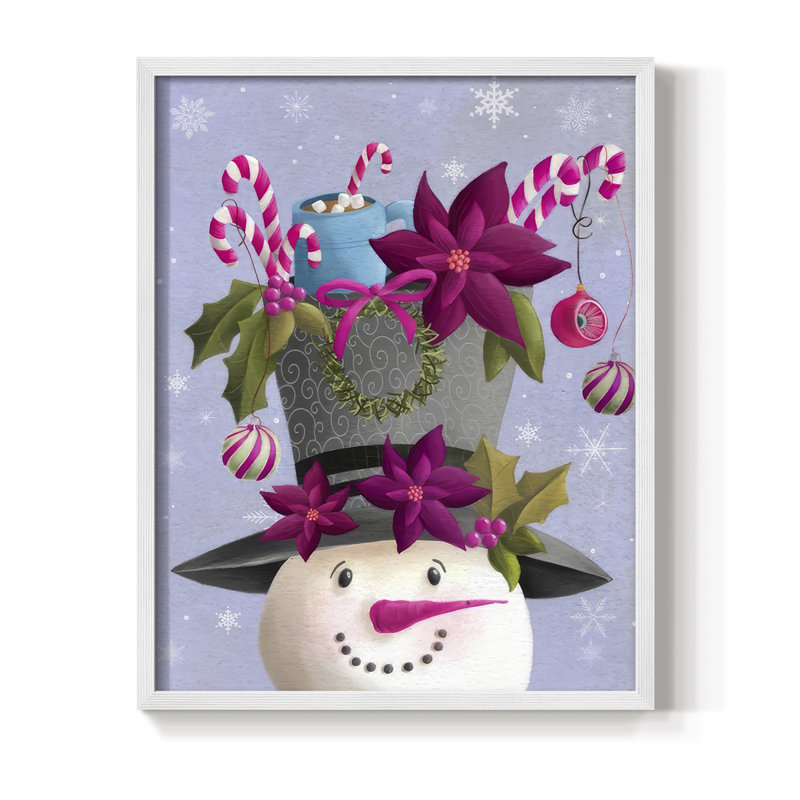Christmas Friends I Framed Print - Solid Wood, 11" H x 9" W, White Framed