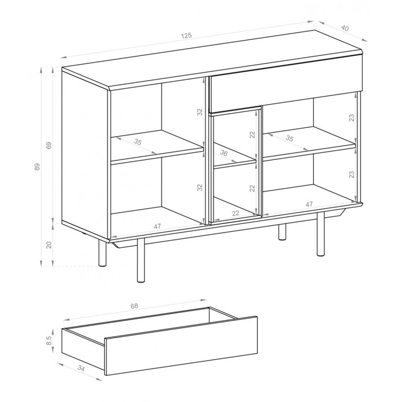 Buderus 125cm Sideboard