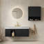 Ensemble combiné de 24 po + TOBI 26 po, meuble-lavabo suspendu avec rangement pour salle de bain, comptoir en pierre frittée crème veinée or, lavabo en céramique, 1 trou pré-percé pour robinetterie, robinetterie et bonde non inclus, couleur noyer.-1284805801-1284805799