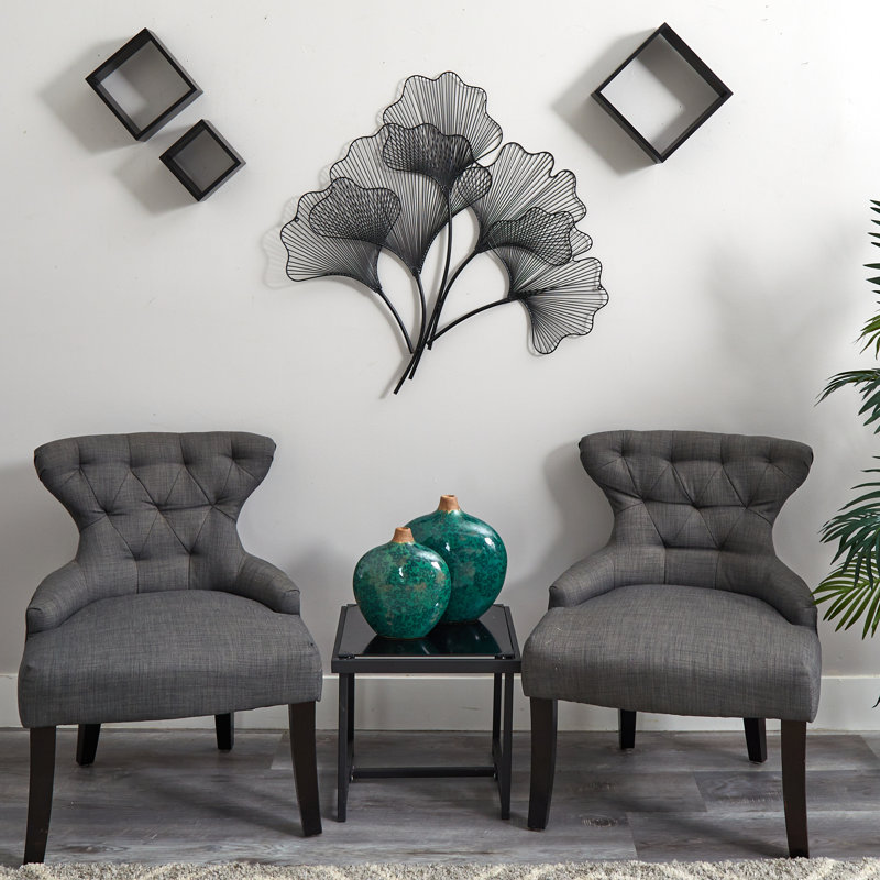 Décoration murale feuille de ginkgo en métal