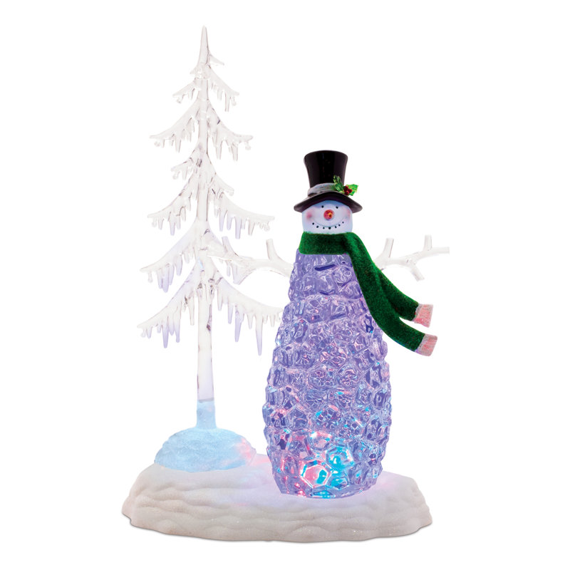 Bonhomme de neige multicolore à DEL avec pin