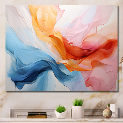 Rose et bleu apaisant tourbillonnant I - art mural abstrait
