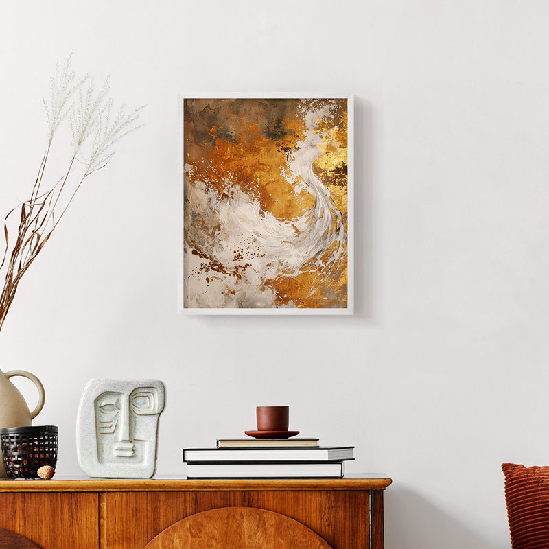 Série ABSTRACT CDxxv - reproduction encadrée de qualité supérieure - prête à être accrochée - aucun clou requis, Blanc