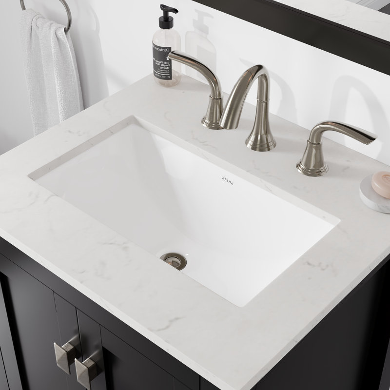Minnich 24"W X 22"D Bathroom Vanity With White Carrara Quartz Countertop And Undermount Porcelain Sink, Espresso