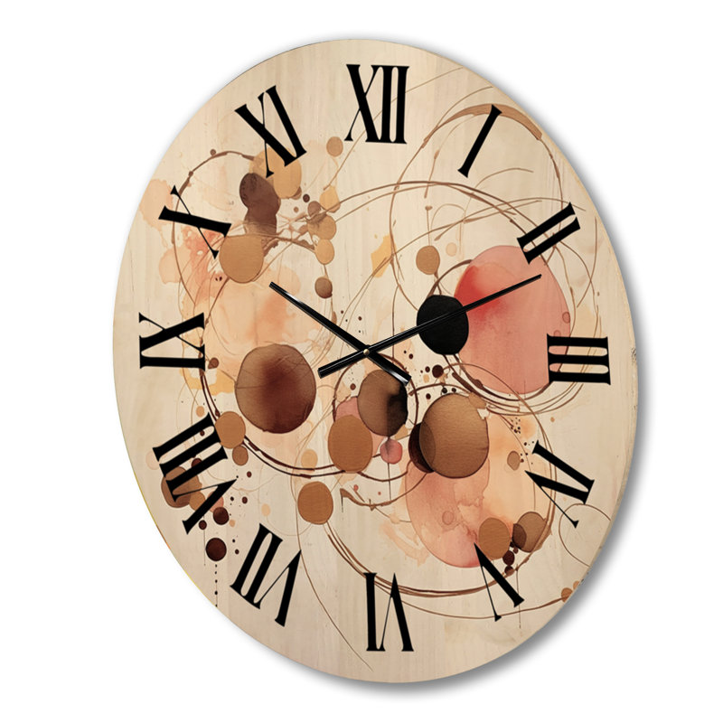 Gypsy Jazz Boho Chic Abstract Watercolor - Modern Geometric Oversized Wood Wall Clock, Moyenne