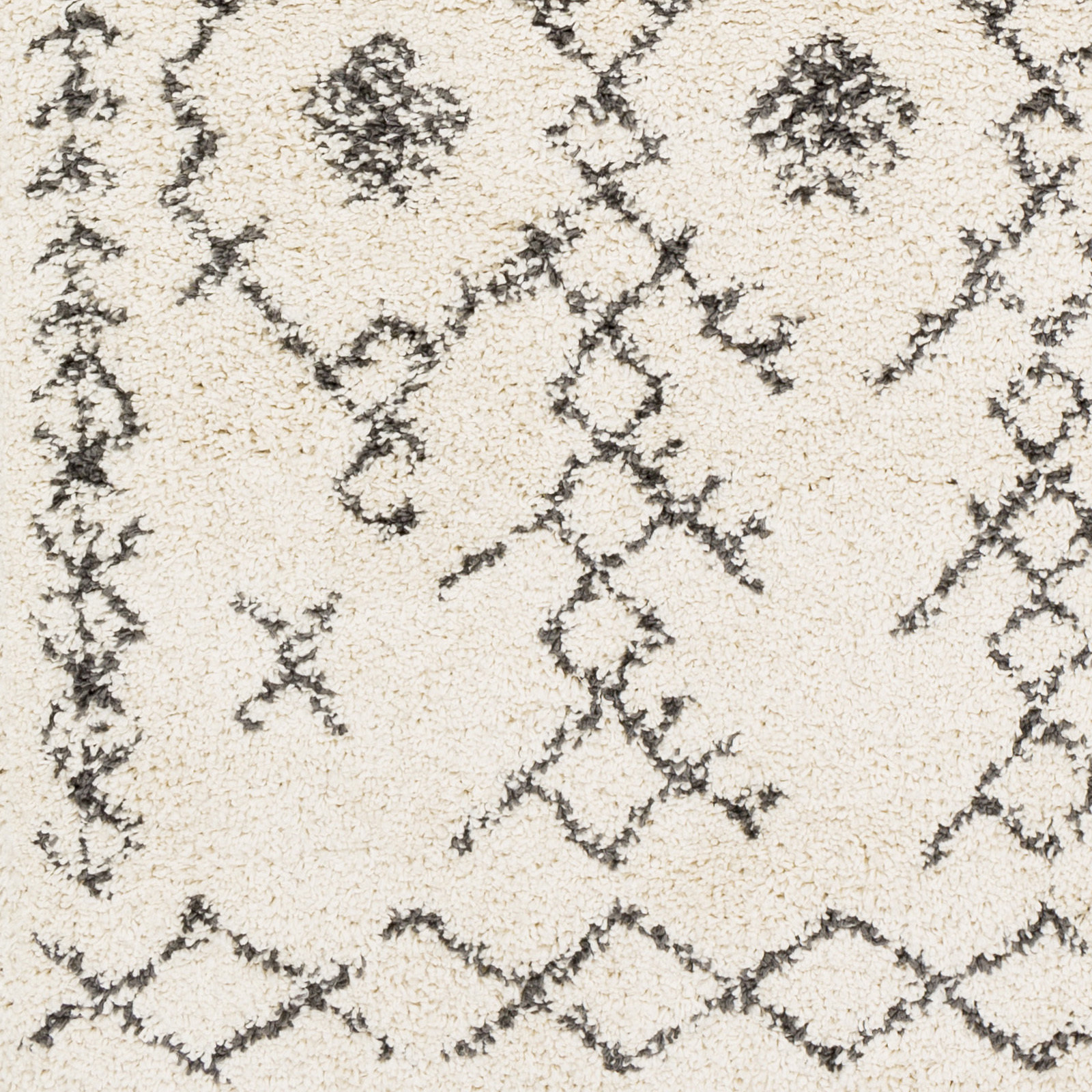 Mossy Charcoal Beige Moroccan Rug, Rectangle 2' x 3'