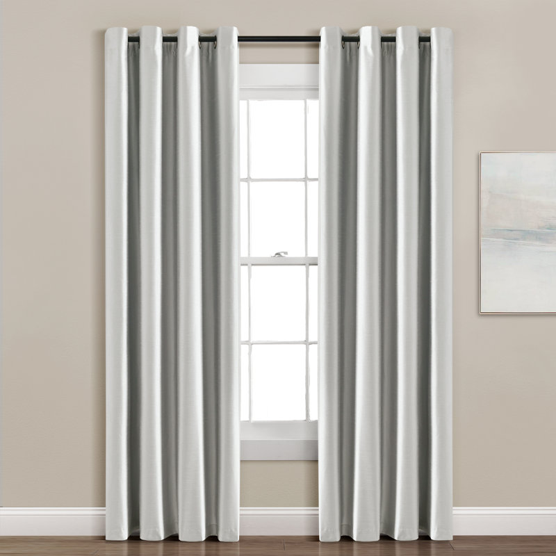 Light Gray Faux Silk Blackout Grommet Window Curtain Panel 52"W x 95"L