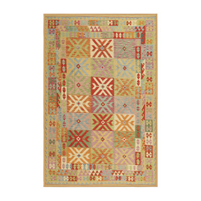Tapis contemporain orange / jaune / vert