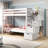 Tena Tall Solid Wood Standard Stairway Bunk Beds Twin over Twin, 4 Drawers in the Steps, White-1904814713-1904814709