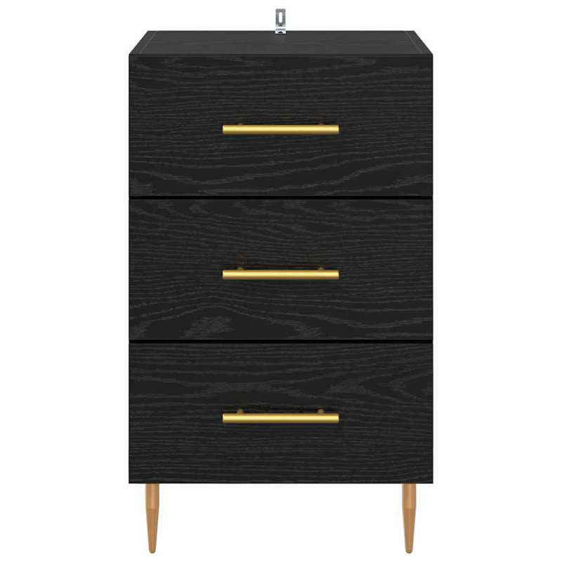 40cm W Manufactured Wood Bedside Table, Black