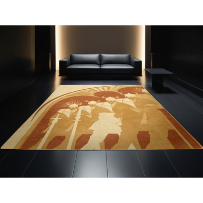Tapis moelleux moelleux moelleux Art Deco Warriors de couleur brun foncé - reliure brun clair