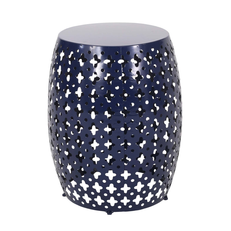 Modern Iron Side Table, No Assembly Required, Navy Blue