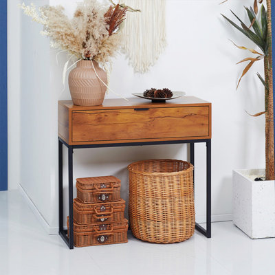 Console rectangulaire en bois massif brun