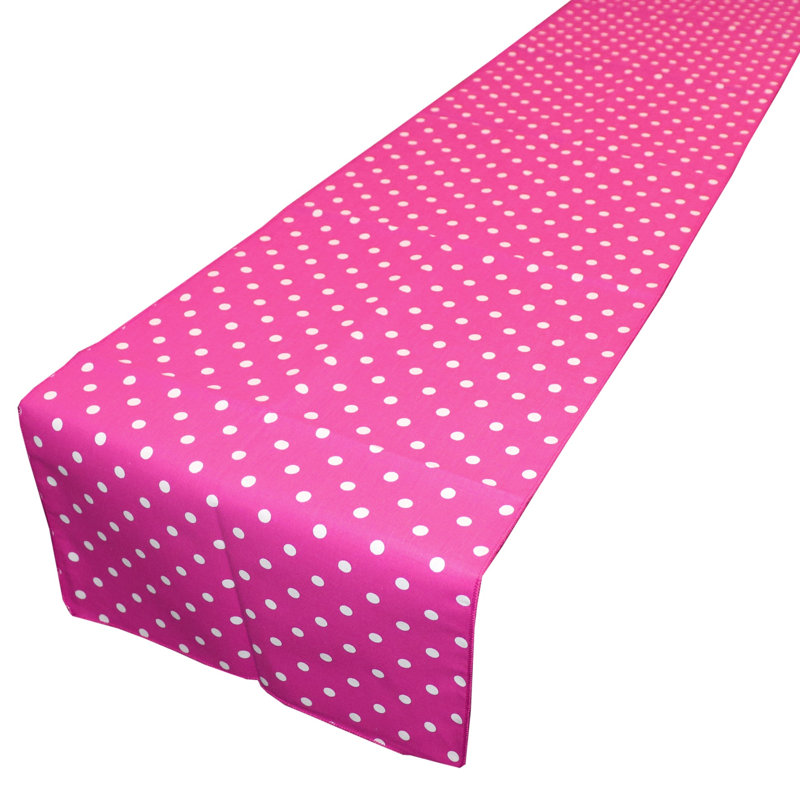 Small Dots Print Table Runner, 12" W x 144" L, Fuchsia/White