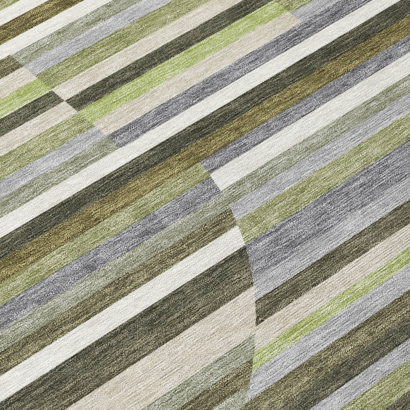 Machine Washable Indoor/Outdoor Chantille ACN2600 Stripes Rug, 10' x 14', Olive