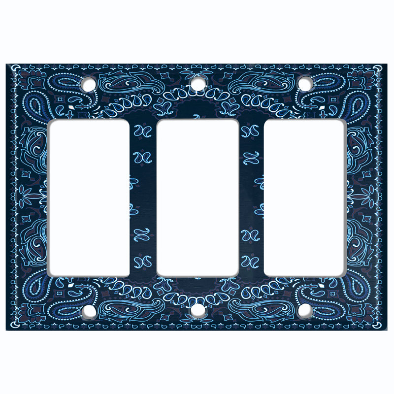 Patterned 3 - Gang Toggle Light Switch Standard Wall Plate, Midnight Blue