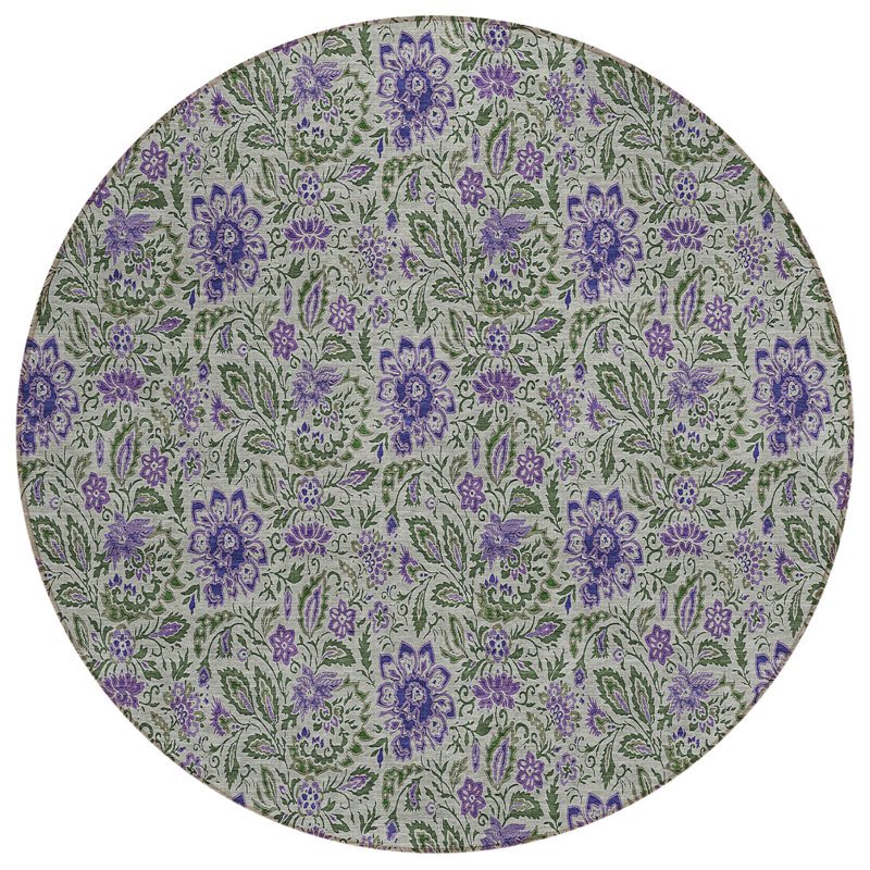 Floral Indoor / Outdoor Rug, Round 8'