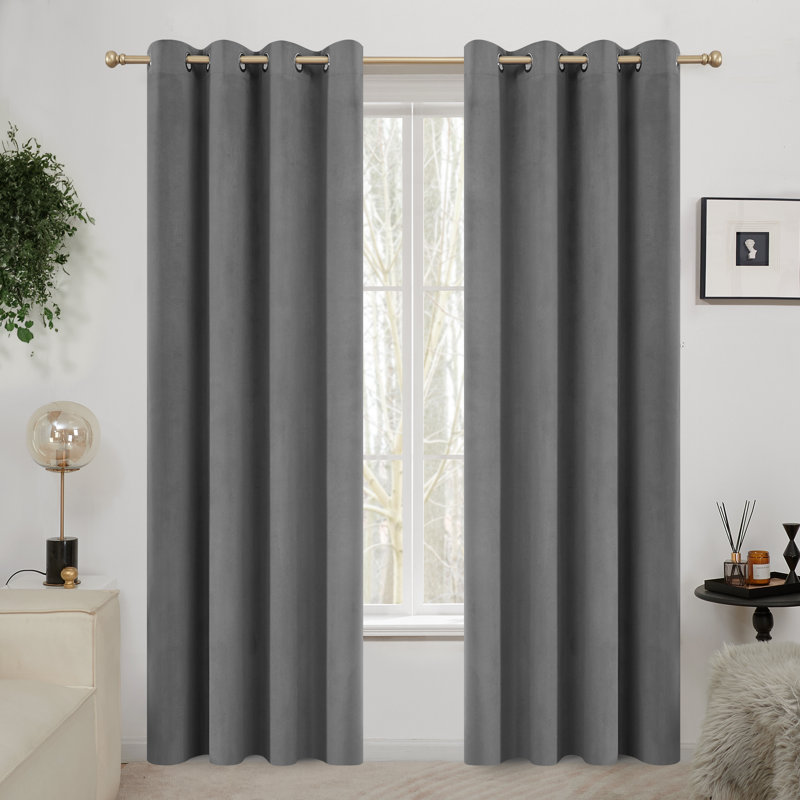 Zmari Blackout Curtain Pair, 52" W x 63" L, Gray
