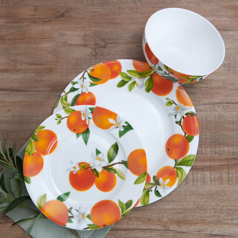 Mandarin 12-Piece Lightweight Chip-Resistant Bone China Dinnerware Set, Service for 4