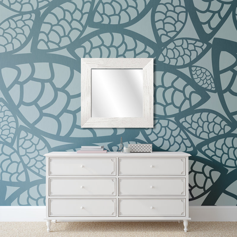 Javeria Wood Flat Wall Mirror, 60cm H x 60cm W, Ivory