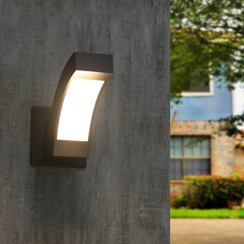 Alekss Outdoor Wall Sconce LED Wall Mount Exterior Light Fixture for Porch Front Door Garden, Gray