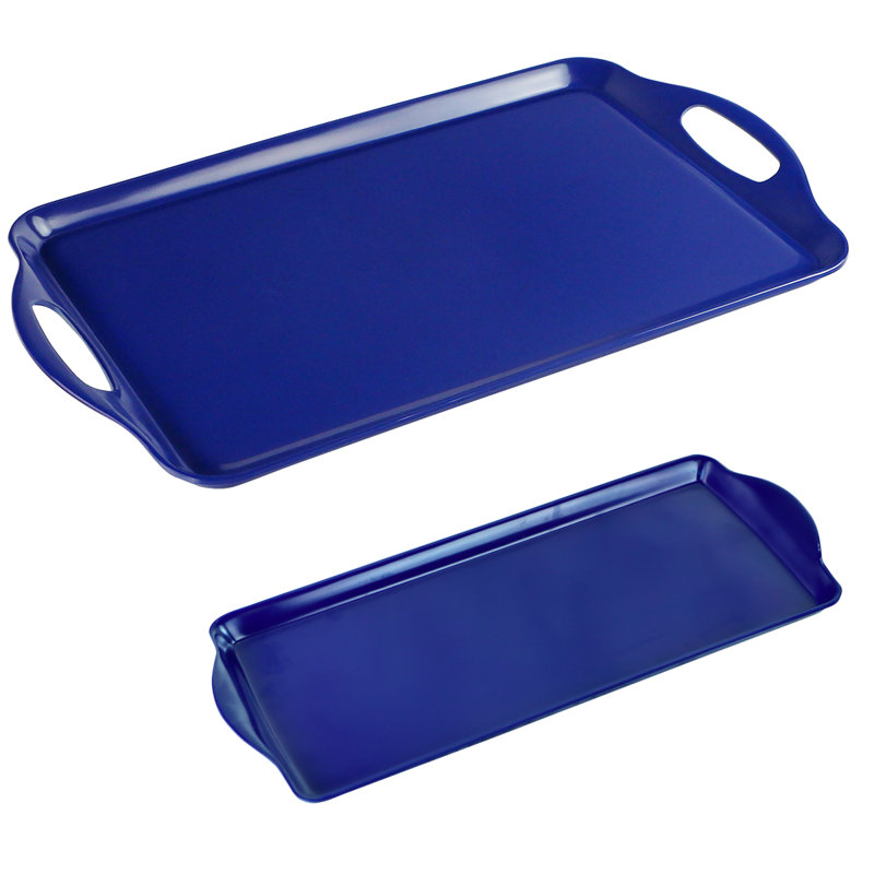 Ensemble de plateaux en mélamine 2 pièces Trevin, Indigo