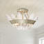 Plafonnier encastré 3 lumières en verre grainé moderne 19,1 po Daisy - Champagne brossé argent-1328564217