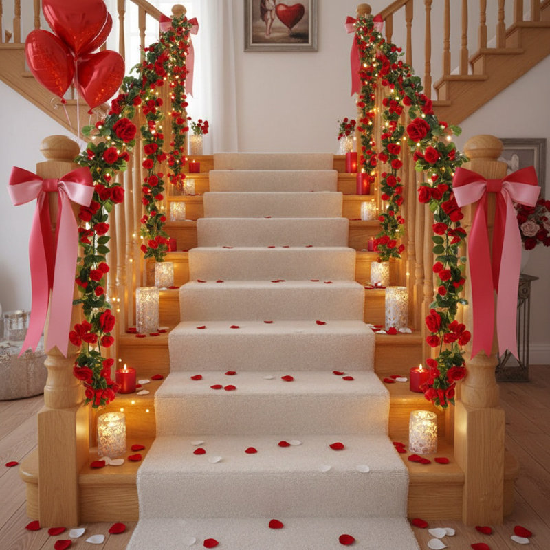 69 pièces de fleurs de vigne artificielles roses - Guirlande de bricolage en plastique pour la maison de mariage, Rouge
