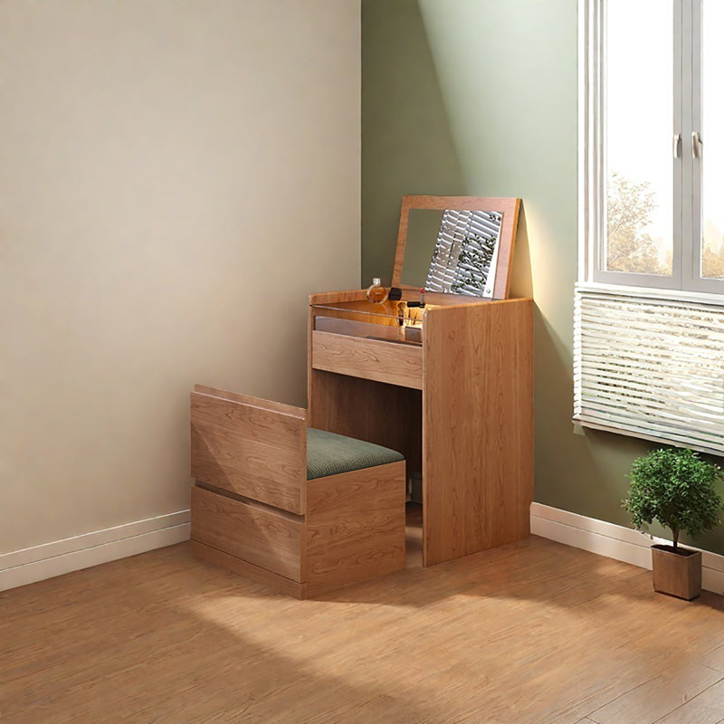 Meuble-lavabo intégré 18,9 po en bois de cerisier avec tabouret intégré