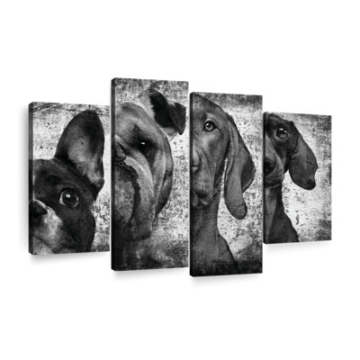 " Dog Breeds Black And White " 4 - Pieces