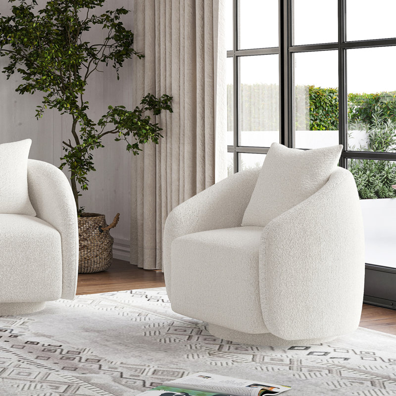 Chaise d'appoint moderne pivotante, structure en bois, conception élégante en tonneau pour la maison et le bureau