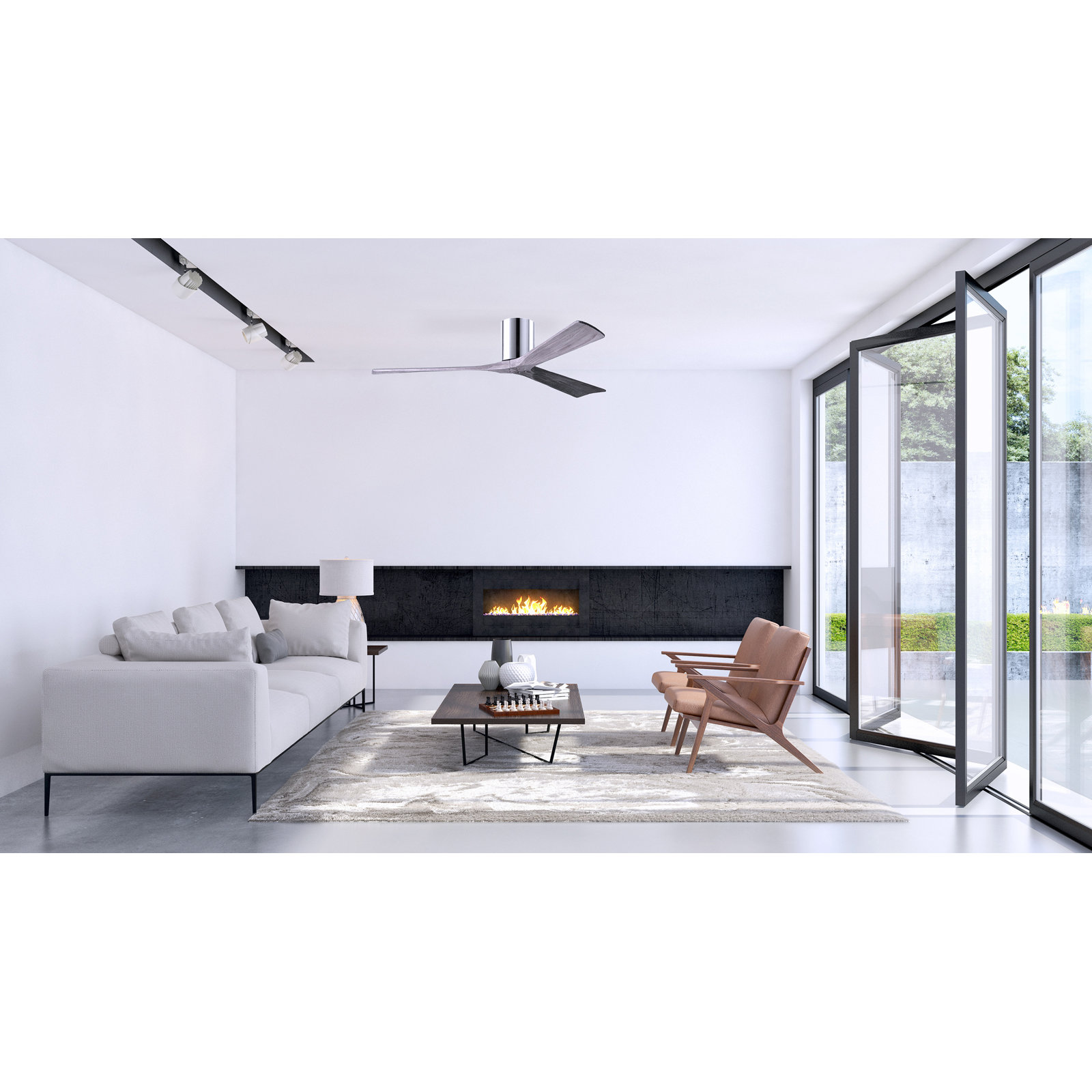 Olivier 3 Blade Ceiling Fan, Polished Chrome, Barn Wood Tone, 60"
